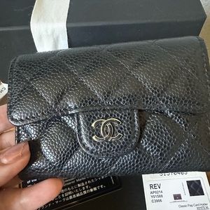 Chanel Card Holder / Wallet Caviar with Crossbody Kit